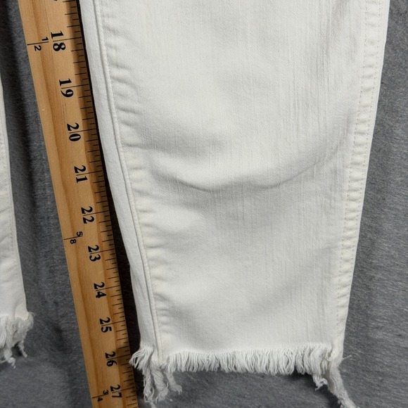 Madewell High Rise Skinny Crop Jeans White Button Fly Frayed Hem Size 26 - Picture 6 of 15